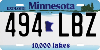MN license plate 494LBZ