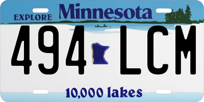 MN license plate 494LCM