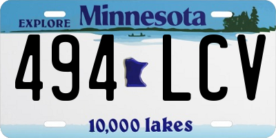 MN license plate 494LCV