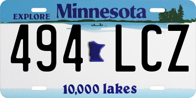 MN license plate 494LCZ