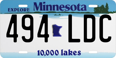 MN license plate 494LDC