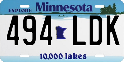 MN license plate 494LDK