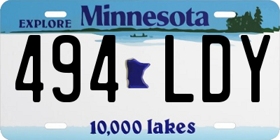 MN license plate 494LDY