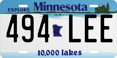 MN license plate 494LEE