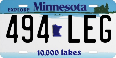 MN license plate 494LEG