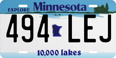MN license plate 494LEJ