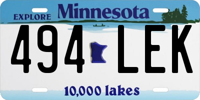 MN license plate 494LEK