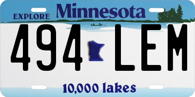 MN license plate 494LEM