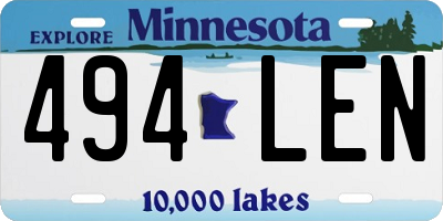 MN license plate 494LEN