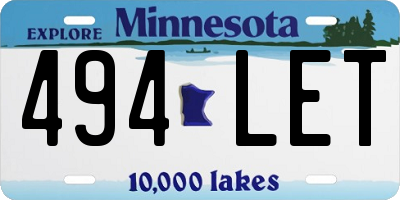 MN license plate 494LET