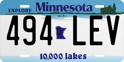 MN license plate 494LEV