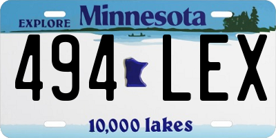 MN license plate 494LEX