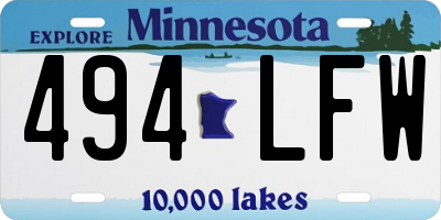 MN license plate 494LFW