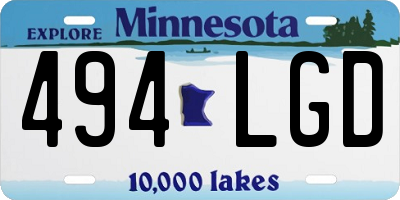 MN license plate 494LGD
