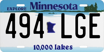 MN license plate 494LGE