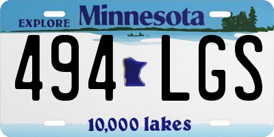 MN license plate 494LGS