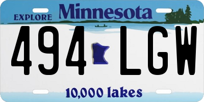 MN license plate 494LGW