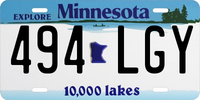 MN license plate 494LGY