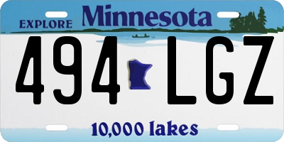 MN license plate 494LGZ