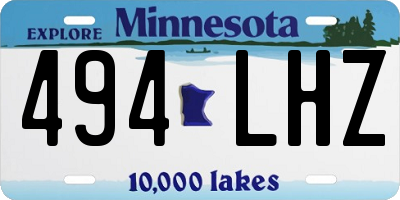 MN license plate 494LHZ