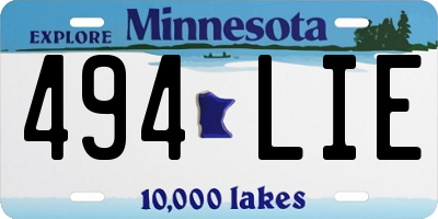 MN license plate 494LIE