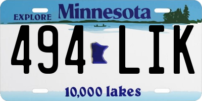 MN license plate 494LIK