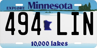 MN license plate 494LIN