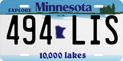 MN license plate 494LIS