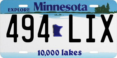 MN license plate 494LIX