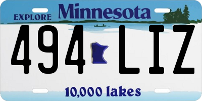 MN license plate 494LIZ