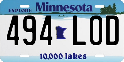 MN license plate 494LOD