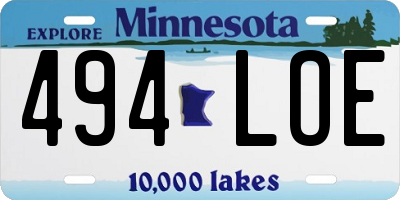 MN license plate 494LOE