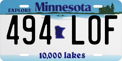 MN license plate 494LOF