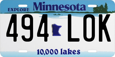MN license plate 494LOK