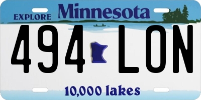 MN license plate 494LON