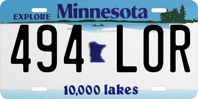 MN license plate 494LOR