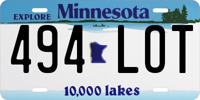 MN license plate 494LOT