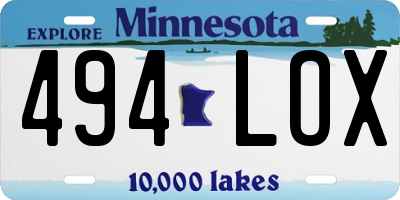 MN license plate 494LOX