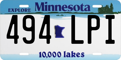 MN license plate 494LPI