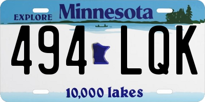 MN license plate 494LQK