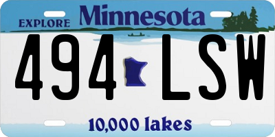 MN license plate 494LSW