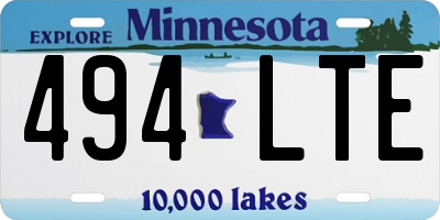 MN license plate 494LTE