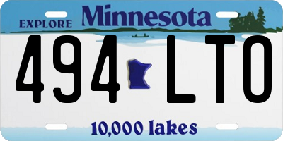 MN license plate 494LTO