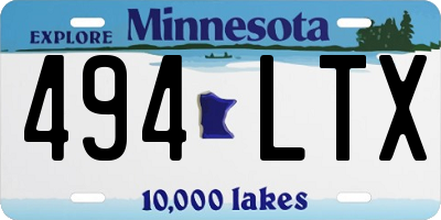 MN license plate 494LTX