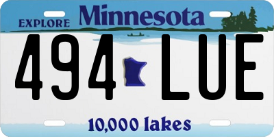 MN license plate 494LUE