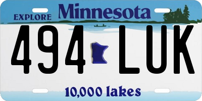 MN license plate 494LUK