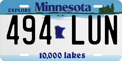 MN license plate 494LUN