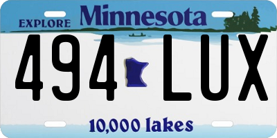 MN license plate 494LUX