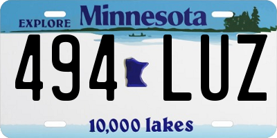 MN license plate 494LUZ