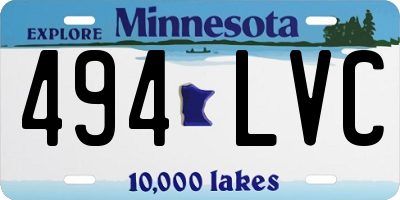MN license plate 494LVC